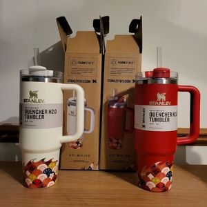 2 PACK BUNDLE! Stanley 30oz Red and Cream Dragon Tumblers